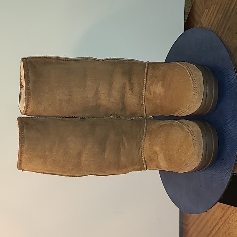 UGG Ultra Tall Boots sz.W8 Brown Pull On Suede Sheepskin Wool Mid Calf (#1561)EC - Picture 4 of 16